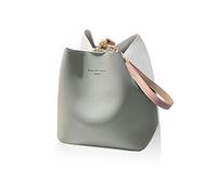 NICOLE & DORIS Sacs à Main Femme Mode Sac Epaule Sac à Bandoulière Léger Sac Seau en PU Cuir Sacs Portés Main Chic Convient pour Les Achats Quotidiens Gris