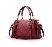 NICOLE & DORIS Sacs à Main Femme Sac D'épaule Elegant Sac à Bandoulière Grande Capacité Sac à Main Porté Epaule en Cuir Souple Sac Cartable Vin Rouge