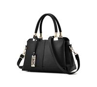 NICOLE & DORIS Sacs à main Femme Sacs à la mode pour dames Sacs à bandoulière avec poignée haut en cuir PU Noir