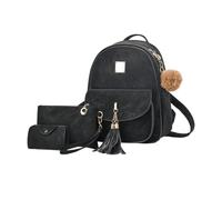 NICOLE & DORIS Sacs à Main Portés Dos Femme Petit Sac à Dos Mini en PU Cuir | Daypack 3 en 1 Sacs à Dos de Jour Sac a Dos Voyage Noir