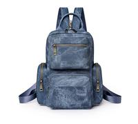 NICOLE & DORIS Sacs à Main Portés Dos Femme Petit Sac a Dos Rétro Sac de Poitrine Sac à Dos Multipoches en Cuir PU Mini Daypacks pour College Travaille Voyage Bleu