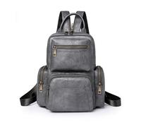 NICOLE & DORIS Sacs à Main Portés Dos Femme Petit Sac a Dos Rétro Sac de Poitrine Sac à Dos Multipoches en Cuir PU Mini Daypacks pour College Travaille Voyage Gris