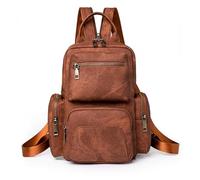 NICOLE & DORIS Sacs à Main Portés Dos Femme Petit Sac a Dos Rétro Sac de Poitrine Sac à Dos Multipoches en Cuir PU Mini Daypacks pour College Travaille Voyage Caramel