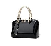 NICOLE & DORIS Sacs à Main Portés Main Femme Sac a Main Tendance Sacs de Soirée en Cuir Verni Pochette Femme élégant Sac à Bandoulière Noir