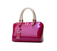 NICOLE & DORIS Sacs à Main Portés Main Femme Sac a Main Tendance Sacs de Soirée en Cuir Verni Pochette Femme élégant Sac à Bandoulière Rose Rouge