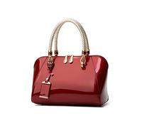 NICOLE & DORIS Sacs à Main Portés Main Femme Sac a Main Tendance Sacs de Soirée en Cuir Verni Pochette Femme élégant Sac à Bandoulière Vin Rouge