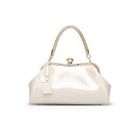 NICOLE & DORIS Sacs à Main pour Femme Pochette Femme Cuir Verni Sacs de soirée à la Mode Sac porté épaule pour la fête Blanc