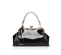 NICOLE & DORIS Sacs à Main pour Femme Pochette Femme Cuir Verni Sacs de soirée à la Mode Sac porté épaule pour la fête Noir