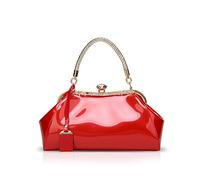 NICOLE & DORIS Sacs à Main pour Femme Pochette Femme Cuir Verni Sacs de soirée à la Mode Sac porté épaule pour la fête Rouge
