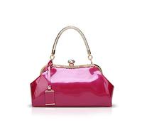 NICOLE & DORIS Sacs à Main pour Femme Pochette Femme Cuir Verni Sacs de soirée à la Mode Sac porté épaule pour la fête Rose