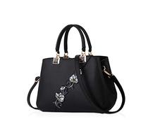 NICOLE & DORIS Sacs à main pour femmes sacs à bandoulière à la mode motif de fleurs Sac d'épaule épissage couleur Noir