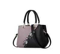 NICOLE & DORIS Sacs à Main pour Femmes Sacs à bandoulière à la Mode Motif de Fleurs Sac d'épaule épissage Couleur Gris