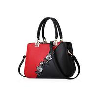 NICOLE & DORIS Sacs à Main pour Femmes Sacs à bandoulière à la Mode Motif de Fleurs Sac d'épaule épissage Couleur Vin Rouge