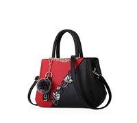 NICOLE & DORIS Sacs à Main pour Femmes Sacs à bandoulière à la Mode Motif de Fleurs Sac d'épaule épissage Couleur Vin Rouge