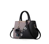 NICOLE & DORIS Sacs à main pour femmes sacs à bandoulière à la mode motif de fleurs Sac d'épaule épissage couleur gris