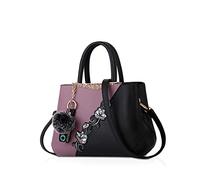 NICOLE & DORIS Sacs à Main pour Femmes Sacs à bandoulière à la Mode Motif de Fleurs Sac d'épaule épissage Couleur Violet