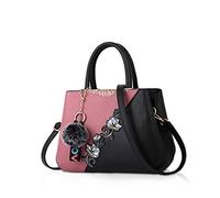 NICOLE & DORIS Sacs à Main pour Femmes Sacs à bandoulière à la Mode Motif de Fleurs Sac d'épaule épissage Couleur Rose