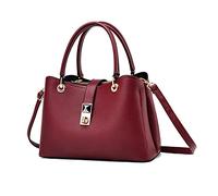 NICOLE & DORIS Sacs Bandoulière Petit Sac a Main Femmes Cuir Souple Elégant Sac à Poignée Supérieure Besace Sacoche Compartiments Multiples Simple Sac Porté Epaule Soirée Vin Rouge
