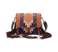 NICOLE & DORIS Vintage Sac Bandoulière Sac de Messager Mode Cuir PU Sac Epaule Sacoche Femme Frange pour Voyage Fête Shopping Travail Marron