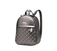 NICOLE ET DORIS Femmes Sac à dos Mode Sac à dos Dames Sac à bandoulière avec rivet Treillis Décontractée sacs à l'épaule Sac à dos faux cuir Gris argenté