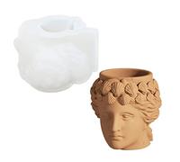 Nicole Goddess Moule à béton en silicone pour pot de fleurs succulentes en ciment pour bougie sculptée Tête Visage Pot à crayons Vase Aphrodite Outil de fabrication