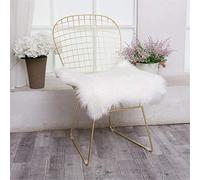 Nicole Knupfer Lot de 2 coussins d'assise en fausse peau de mouton - Tapis en fausse fourrure d'agneau à poils longs - Imitation laine - Blanc - 45 x 45 cm