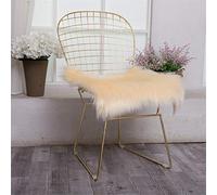 Nicole Knupfer Lot de 2 coussins de siège en fausse peau de mouton - Tapis de siège en fausse fourrure d'agneau à poils longs - Imitation laine - Tapis de canapé (beige, 40 x 40 cm)