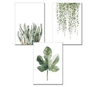 Nicole Knupfer Lot de 3 affiches vintage imprimées avec plantes vertes botaniques et feuilles - Décoration murale (D, 30 x 40 cm)