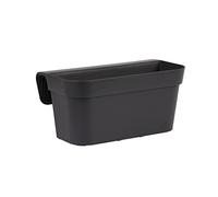 Nicoli Jardinière Arké 40 cm - Bac à fleurs de balcon en plastique résistant - Pot suspendu extérieur avec réserve d’eau - Pot pour balcon avec fixation réglable - Noir