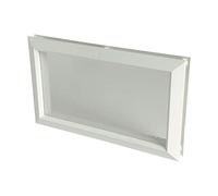 NICOLL AJA30010 380x225 203MI, Hublot décoratif rectangulaire : 380x225 mm, Vitre incolore, Ouverture à pratiquer : 340 x 185 mm, Épaisseur Panneaux : Mini 19 mm, Maxi 30 mm