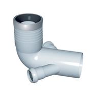 Nicoll DIANFLEX_8033408888125 Courbe évacuation WC prolongée 2 Fixations avec Joint et Bouchon 110-116-40 mm, Multicolore