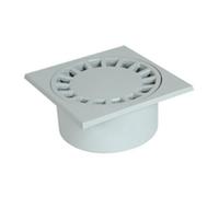 Nicoll Siphon de cour 20x20 à emboîture incorporée sortie verticale diamètre 80 90mm gris clair SC089G