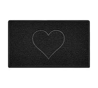 Nicoman Cœur Paillasson Lavable en Relief Vinyle Boucles d'entrée Tapis Lavable de Bienvenue -(Utiliser à l'intérieur et à l'extérieur),Moyen (75x44cm), Noir