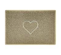 Nicoman Cœur Paillasson Lavable en Relief Vinyle Boucles d'entrée Tapis Lavable de Bienvenue -(Utiliser à l'intérieur et à l'extérieur),Grande (90x60cm), Beige