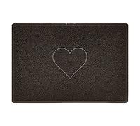 Nicoman Cœur Paillasson Lavable en Relief Vinyle Boucles d'entrée Tapis Lavable de Bienvenue -(Utilisez-Le Uniquement à l'extérieur),Grande (90x60cm), Marron