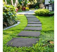 Nicoman Lot de 10 marches carrées en caoutchouc recyclé effet marbre 30 x 30 x 2,5 cm (graphite)