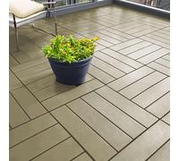 Nicoman Lot de 6 dalles de terrasse Polydeck en PVC beige pour sol de jardin, terrasse, balcon, 30 x 30 cm, carré en plastique, installation facile, planches de terrasse, drainage extérieur