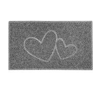 Nicoman Paillasson Double cœur en Relief Lavable au Jet (Utilisation en intérieur ou en extérieur), Taille M (75 x 44 cm), Noir/Gris