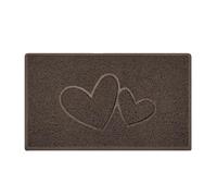 Nicoman Paillasson Double cœur en Relief Spaghetti pour intérieur et extérieur, en PVC, Plusieurs Options de Couleur (Marron, 75 x 44 cm)