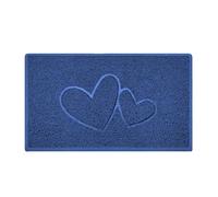 Nicoman Paillasson Double cœur en Relief Spaghetti pour intérieur et extérieur, en PVC, Plusieurs Options de Couleur (Bleu, 75 x 44 cm)