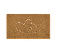 Nicoman Paillasson Double cœur en Relief Spaghetti pour intérieur et extérieur, en PVC, Plusieurs Options de Couleur (Beige, 60 x 40 cm)
