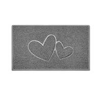 Nicoman Paillasson Double cœur en Relief Spaghetti pour intérieur et extérieur, en PVC, Plusieurs Options de Couleur (Gris, 60 x 40 cm)