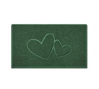 Nicoman Paillasson Double cœur en Relief Spaghetti pour intérieur et extérieur, en PVC, Plusieurs Options de Couleur (Vert, 75 x 44 cm)