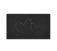 Nicoman Paillasson Double cœur en Relief Spaghetti pour intérieur et extérieur, en PVC, Plusieurs Options de Couleur (Noir, 75 x 44 cm)