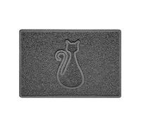 Nicoman Paillasson en Forme de Chat en Relief Lavable (Dos en Caoutchouc étanche) Gris foncé Taille S (60 x 40 cm)