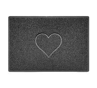 Nicoman Paillasson Lavable en Forme de cœur en Relief Gris foncé (Drainage Dos Ouvert) Taille L (90 x 60 cm)