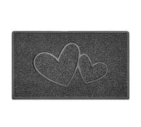 Nicoman Paillasson Lavable en Forme de Double cœur en Relief Gris foncé (Dos en Caoutchouc étanche) Taille M (75 x 44 cm)