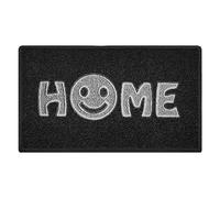 Nicoman Tapis de Sol pour Porte d'entrée - Motif Smiley - Noir avec Inserts Gris - 75 x 44 cm - Bord biseauté