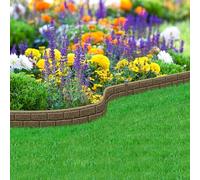 Nicoman Ultra Curve EZ Lot de 10 Bordures de Jardin écologiques en Caoutchouc recyclé pour Jardin, Chemin et terrasse, 9 cm de Haut, 120 cm de Long, Marron