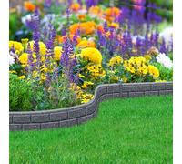 Nicoman Ultra Curve EZ Lot de 2 Bordures de Jardin écologiques en Caoutchouc recyclé pour Jardin, allée et terrasse, 9 cm de Haut, 120 cm de Long, Gris